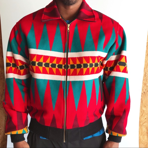 Justin Kraff Pendleton Wool Bomber Jacket Native M - Picture 3 of 14